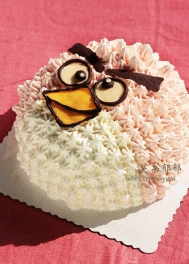 憤怒的小鳥奶油裱花海綿蛋糕