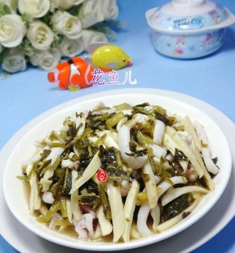 雪菜茭白炒魷魚
