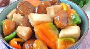栗子燜杏鮑菇的做法，家常菜，簡單又營養