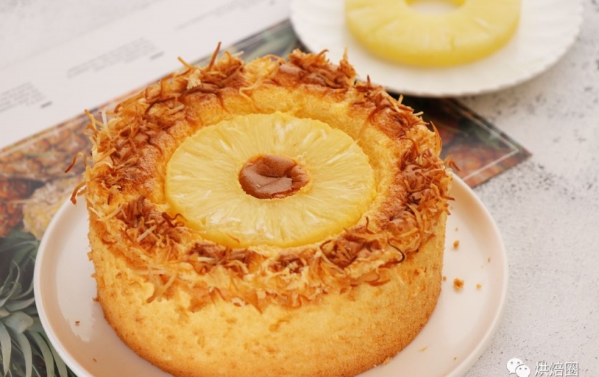 鳳梨椰絲戚風蛋糕的做法，好看又好吃，不一般的鳳梨甜品