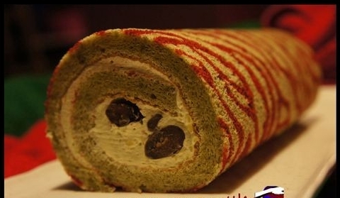 紅配綠的斑馬紋蛋糕卷