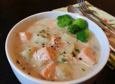 三文魚奶油土豆湯美味法式濃湯