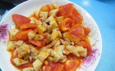 西紅柿杏鮑菇炒雞腿肉
