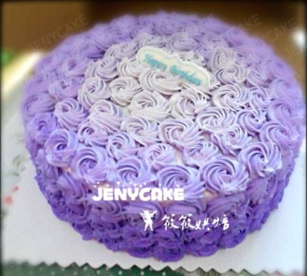 紫色玫瑰漸變裱花蛋糕