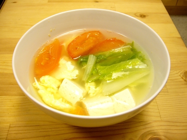 青菜肉片蛋湯