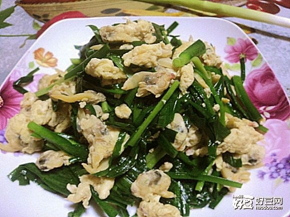 黃蛤肉炒雞蛋韭菜