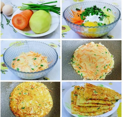 胡蘿蔔土豆絲雞蛋餅，一道營養的早餐