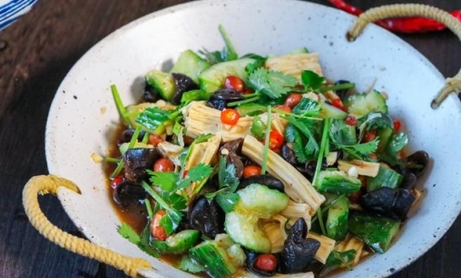 素食生活 DIY食譜 涼拌菜黃瓜腐竹拌木耳做法