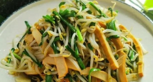 綠豆芽香乾炒韭菜做法，營養素食推薦